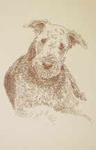 Airedale Terrier Dog Art Print #68 Kline Draws Your Dogs Name Free. Word Drawing - £39.92 GBP