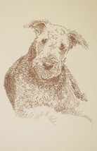 AIREDALE TERRIER DOG ART PRINT #68 Kline draws your dogs name free. WORD... - £39.87 GBP