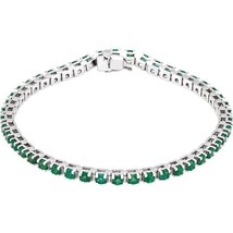 Platinum Emerald Tennis Line Bracelet  - £5,833.08 GBP