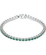 Platinum Emerald Tennis Line Bracelet  - $15,043.41 CAD