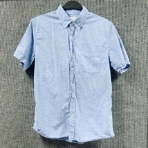 VTG American Eagle Shirt Mens Medium Blue White Horizontal Striped Casual Work - £14.45 GBP