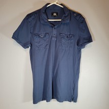 Rock Republic Mens Polo Shirt Medium Blue Lightweight Short Sleeve Pockets - £10.14 GBP
