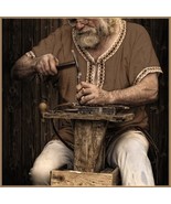  Medieval Viking Norseman Voyagers Trimmed Brown Linen Short Sleeve Tuni... - $57.95