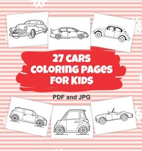 Coloring Book 27 Cars Coloring Pages, Cars Vehicles Coloring Digital Download - £1.59 GBP