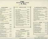 Seven Lions 7L Menu Bar Kitchen Cellar South Michigan Ave in Chicago, Il... - $37.62