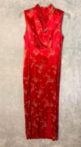 ALL THAT JAZZ Vintage 90s Y2K Red Floral Satin Asian inspired Maxi Size ... - £39.86 GBP