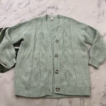 A New Day Target Womens Chunky Cardigan Sweater Size L Mint Green Cable ... - $24.74