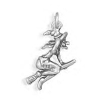 Flying Witch On a Broomstick Silver Halloween Charm - £19.94 GBP