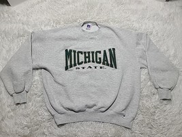 Michigan State Russell Athletic Sweatshirt XL Pullover Embroidered Spellout VTG - £14.68 GBP