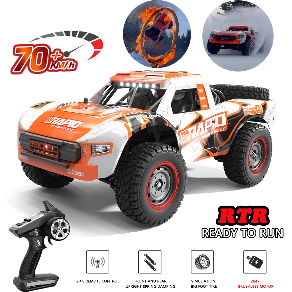 Q130 1:14 70KM/H 4WD RC Car With LED Headlight Remote Control Cars High Speed - £97.14 GBP+