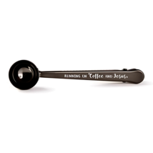 Coffee Scoop and Bag Clip – Running on Coffee &amp; Jesus (Black) - $17.99