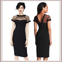 Classic Black Knee Length Sheath Marilyn Style Dress with Transparent Top