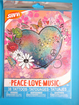 SAVVI Colorful Tattoos 38+ SUMMER OF LOVE 1960&#39;s PEACE LOVE MUSIC 2&quot;-1/2... - £5.44 GBP