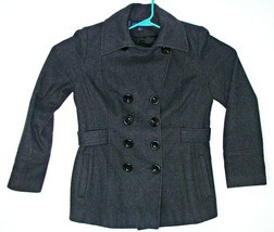 AK Anne Klein Womens Wool Blend Pea Coat Jacket Lining Gray Adjustable S... - £45.38 GBP