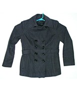 AK Anne Klein Womens Wool Blend Pea Coat Jacket Lining Gray Adjustable S... - £45.49 GBP
