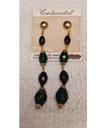 Vintage Bohemian Glass Beaded Green Dangle Earrings Pierced 3.25&quot; NEW - $420.86 MXN