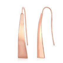 Sterling Silver Long Triangle Shaped Earrings - Rose Gold Plated - £31.89 GBP