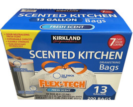 Kirkland Signature Flex-Tech 13-Gallon Scented Kitchen Trash Bags, 200-Count - £25.66 GBP