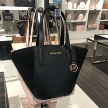 Michael Kors Portia Small Tote Black Leather and Suede 35F1GPAT1S $358 Retail FS - £71.21 GBP