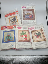 Vtg WonderArt Needlepoint Picture Kit Lot Of 5 Pie Squirrel Window 5&quot;X7&quot;... - $29.00