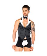 Butler Waiter Costume Set Sleeveless Vest Collar Bow Tie Cuffs Mini Shor... - £39.82 GBP