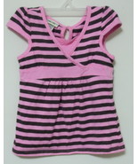 Toddler Girls Cherokee Pink Black Stripe Cap Sleeve Top Size 4T - £4.76 GBP
