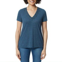 Ella Moss Womens V-Neck Lace Top Size Small Color Blue - £35.41 GBP