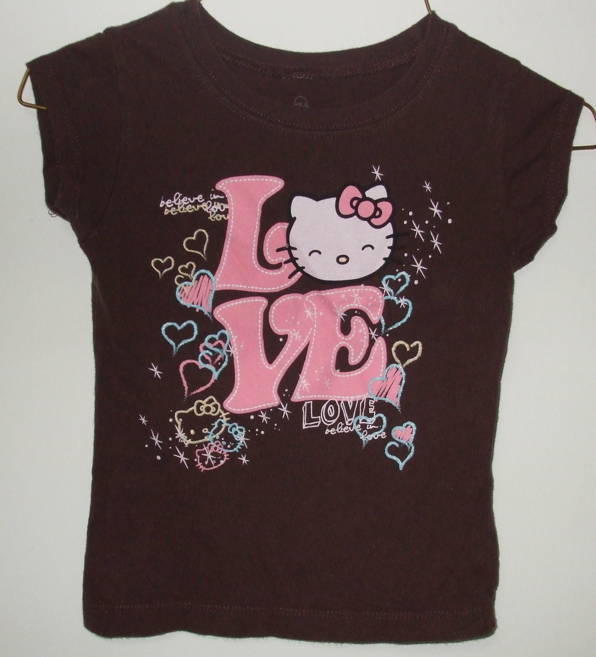 Girls Hello Kitty Brown Short Sleeve Top Size XS 4 - $4.95