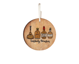 Wooden Christmas Ornament, &quot; Kentucky Bourbon&quot; Design, 4 in Diameter - £6.24 GBP