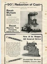 Baush Multiple Drill Stockbridge Shaper Thread Rolling 1909 Magazine Ad  - $17.82