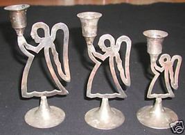 International Silver Silverplate 3 Angels Candlestick Holders Christmas ... - $25.99