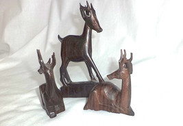 Set 3 Wood Ironwood Gazelle Gazelles Animal Carving Hand Carved Kenya - £25.44 GBP