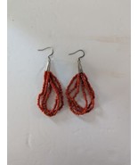 Red Coral Beaded Earrings 2-1/2&quot; Drop - $13.67 CAD