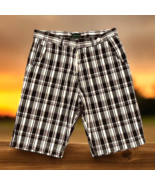 Southern Expressions Boys Plaid Size 12 Shorts Flat Front Black + White ... - $13.95