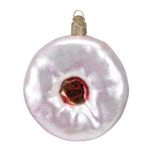 Old World Christmas White Frosted Donut Glass Christmas Ornament 32057 - £11.16 GBP