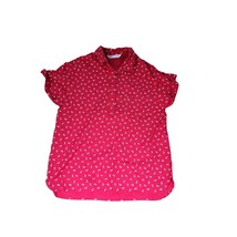 Woolrich Pullover Top S/P Womens Red White Short Sleeve Button Front Pocket Casu - £14.98 GBP
