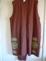 Pant&#39;s Suit Vintage Sleeveless Cover Cotton Browns 3 Piece Set Casual Size S - £7.93 GBP