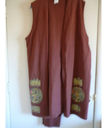 Pant&#39;s Suit Vintage Sleeveless Cover Cotton Browns 3 Piece Set Casual Si... - £7.96 GBP
