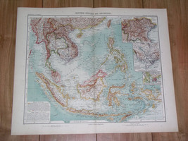 1910 Map Of Indonesia Borneo Vietnam Annam Thailand Siam Singapore Philippines - £29.61 GBP
