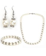 Classic Faux Pearl &amp; Crystal Set, Necklace, Earrings &amp; Bracelet - €33,00 EUR