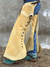 Cowboy Western Wear Step-in leggings / Chaps Handmade Buckskin Hide Rodeo Style - £70.21 GBP+