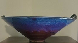 Multicolored ~ Glazed ~ 14&quot; Dia. x 4.5&quot; Tall ~ Pottery ~ Serving Bowl w/... - £58.81 GBP