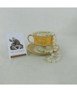 Teacup Saucer Royal Crown Iridescent Peach Gold Hallmarked #2852 - £36.05 GBP