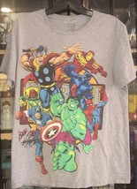 Official Marvel Superhero Group Gray T Shirt Medium See Measurements - $10.83