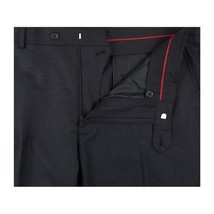 Men Renoir Flat Front Pants 100% Wool Super 140's Classic Fit 555-3 Charcoal image 2
