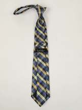 Men's Nicole Miller Tie Classic Woven Silky Feel #Nicole-3 Yellow Blue Checker image 3