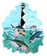 Cape Lookout Lighthouse &amp; Tuna OBX High Quality Graphic Art Decal Car Cu... - $132.10 MXN+