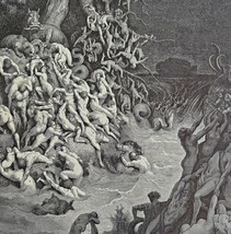 Flood Of Seven Days Gustave Dore Woodcut Printing 1950 Religious Bible Art DWY8C - $59.99