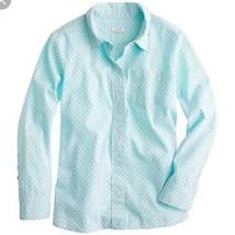 $98 J. Crew shrunken dot oxford shirt 2 mint green polkadot button down - $7.91