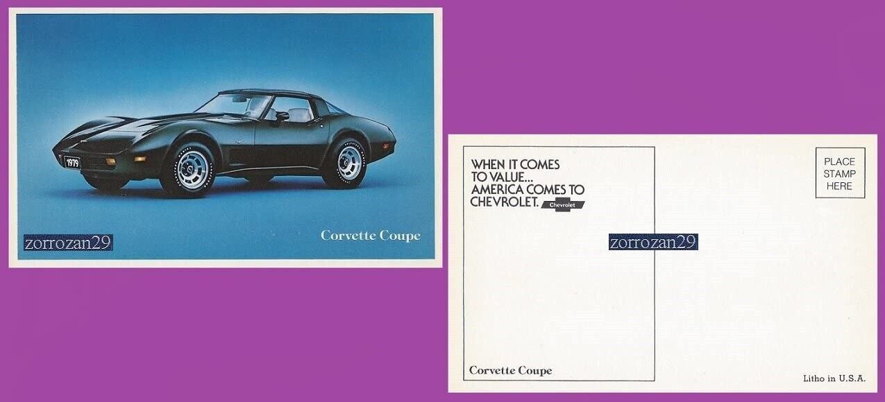 1979 CHEVROLET CORVETTE COUPE FACTORY COLOR POST CARD - POSTCARD - USA -... - $7.48
